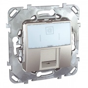 Компьютерная розетка  1хRJ45 кат. 6 с полем для надписи  SE Unica Top, алюминий