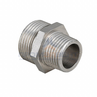 Ниппель латунный резьбовой переходной STOUT - 1"1/4 x 1/2" (никелированный)