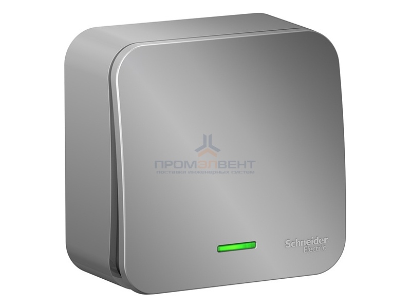 Переключатель 1-клавишный с подсветкой (cх.6) Blanca Schneider Electric 10А 250В алюминий и.пластина