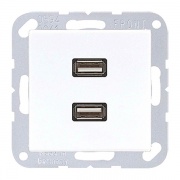 Розетка USB-удлинитель 2 местная Jung A+AS Белый механизм+накладка
